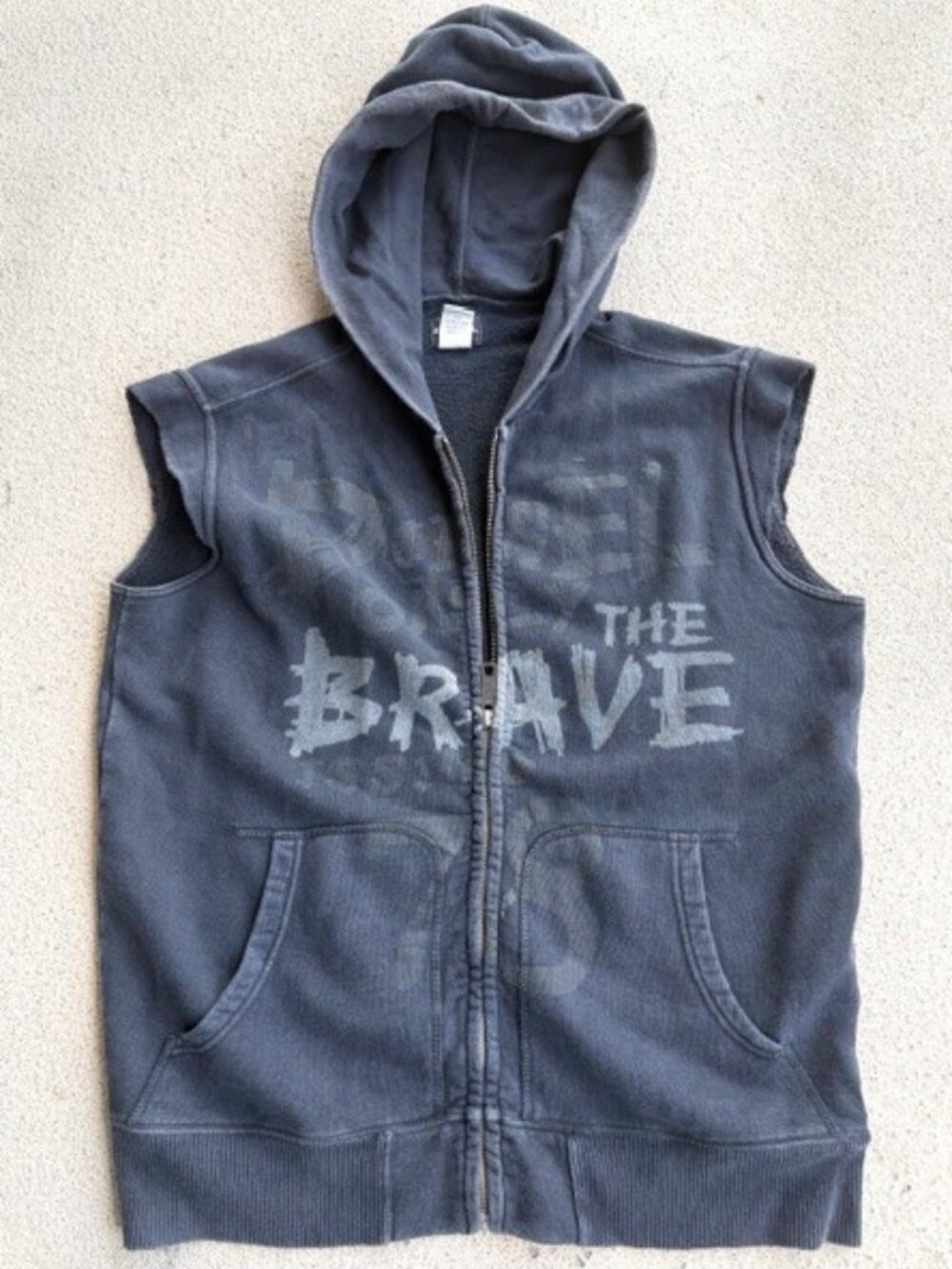 Vintage◆DIESEL Dk Gray Only The Brave Sleeveless Hoodie Size Large